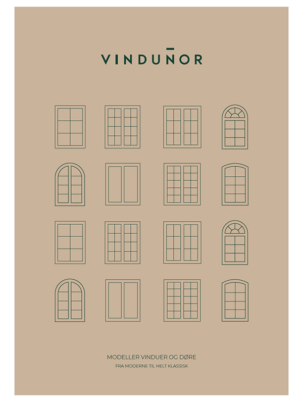 Forsiden af vores brochure med modeller.