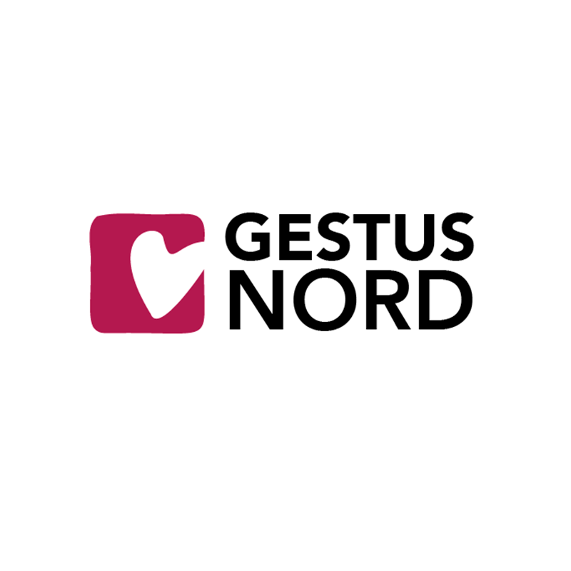 Gestus Nords logo sammen med et grafisk ikon af et hjerte i en kasse.