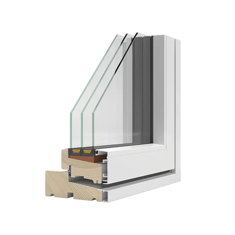 En 3D illustration af vores Nor1 træ/alu 3-lags konstruktion. En konstruktion der er udfaset.