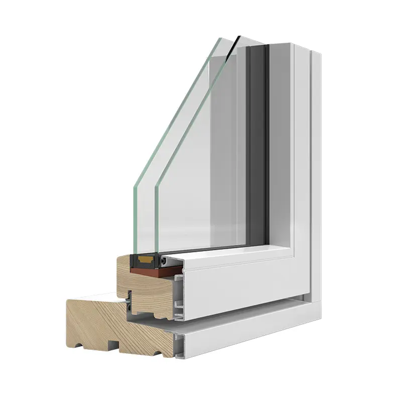 En 3D illustration af vores Nor1 træ/alu 2-lags konstruktion .