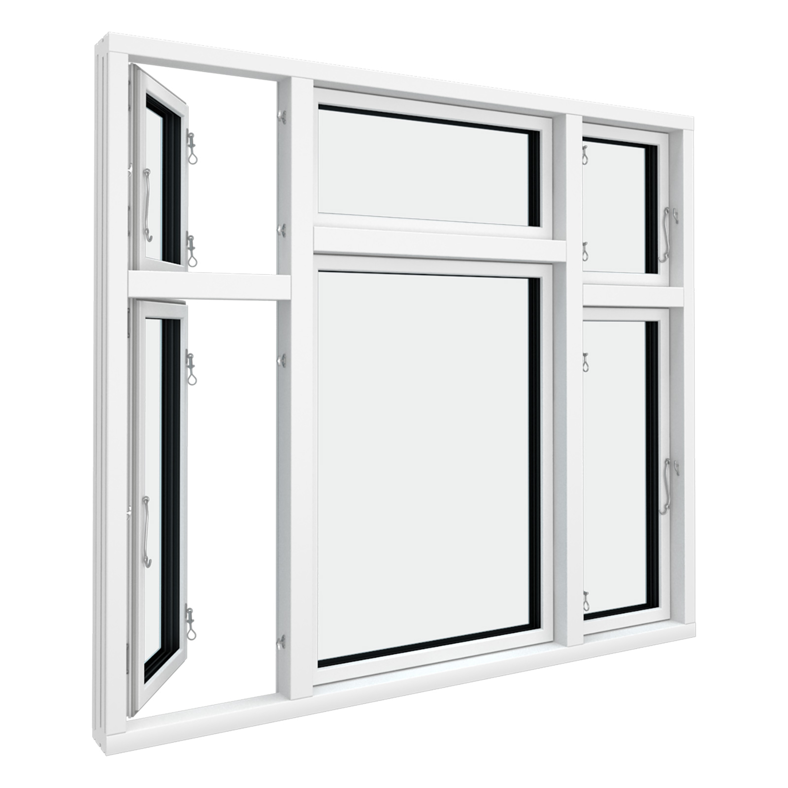 En 3D illustration af et frederiksbergvindue FB 310 i Nor48 set indefra.