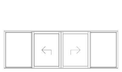 Illustration af en dobbeltskydedør