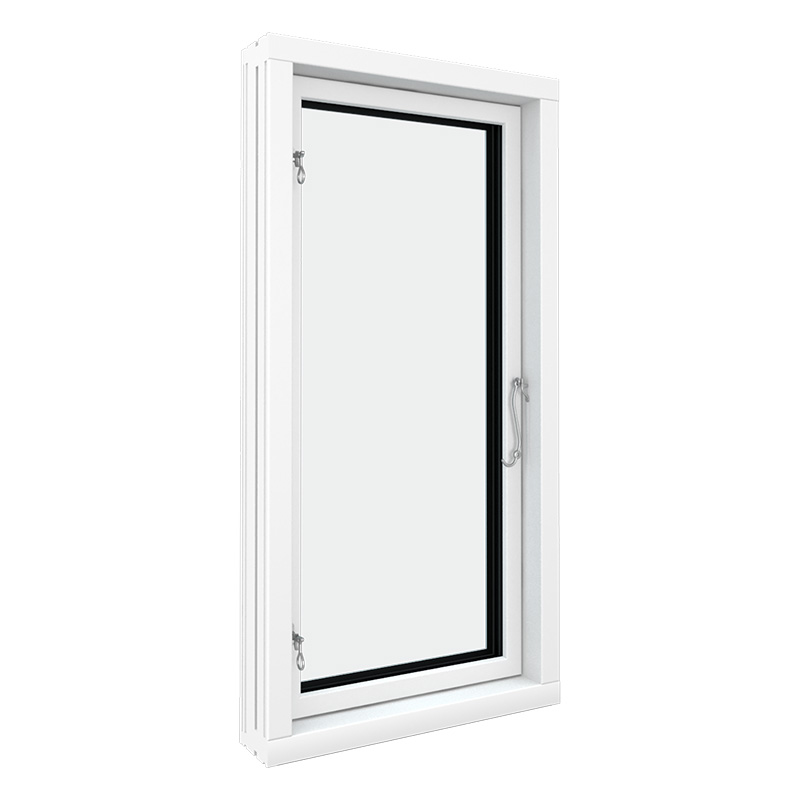 En 3D illustration af et sidehængt vindue model SH 111 i Nor48 set indefra.