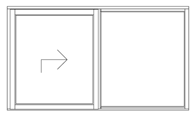 Illustration af en skydedør