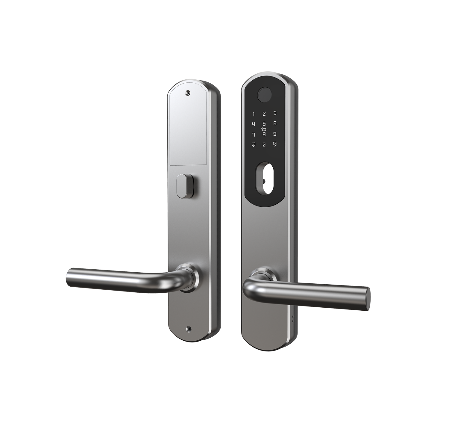 Guard Universal dørlås i ustfri med cylinder og tal. Model 14400.