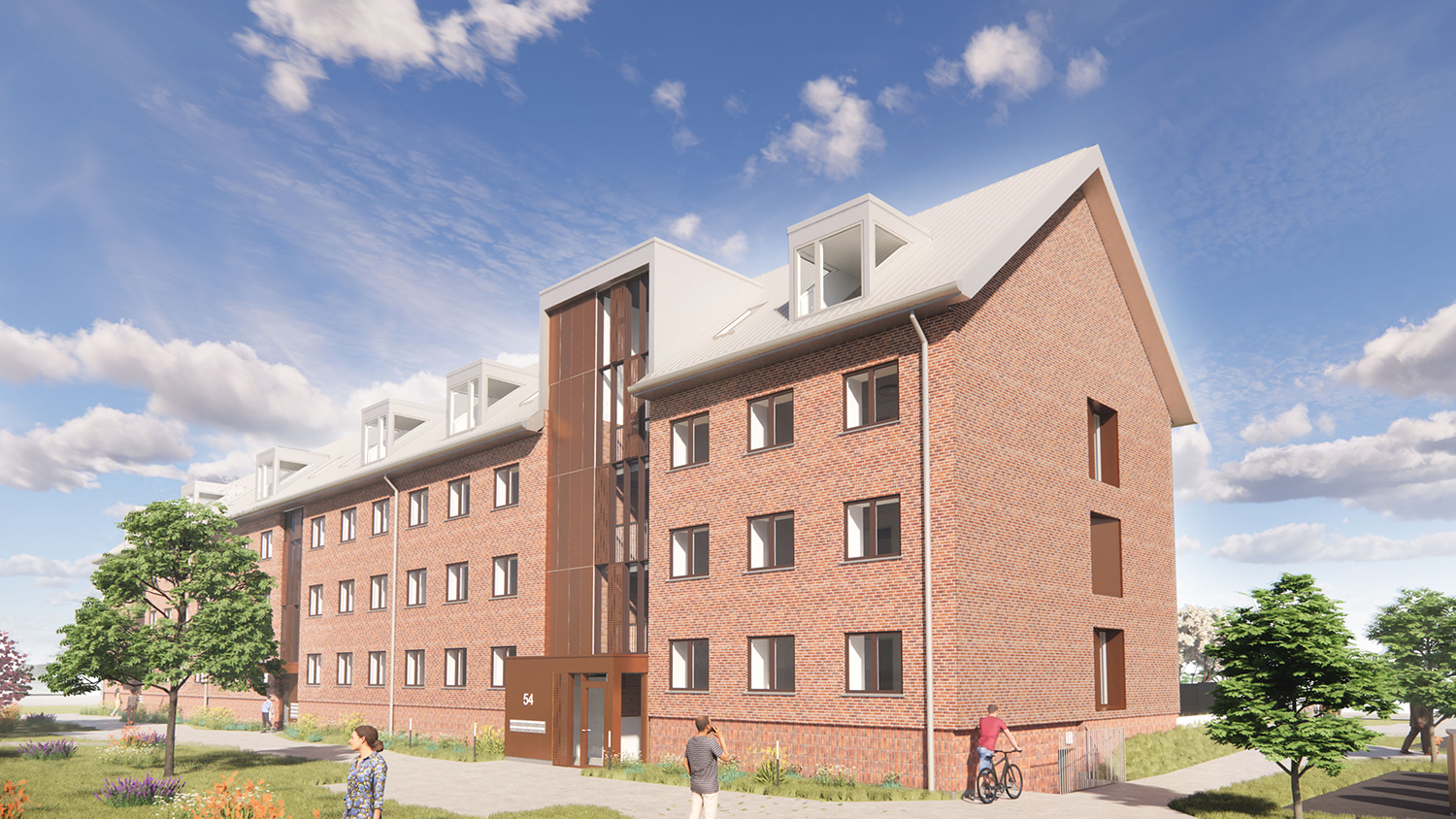 3D tegning af et etagebygning