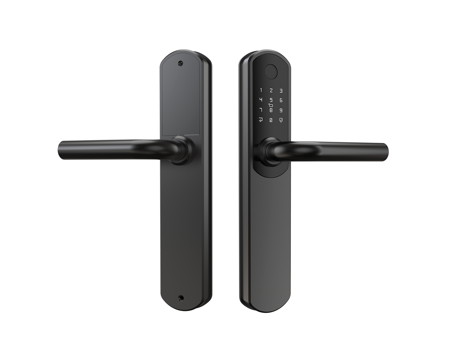 Guard Universal dørlås i sort med fingeraftryk og tal. Model 14422.