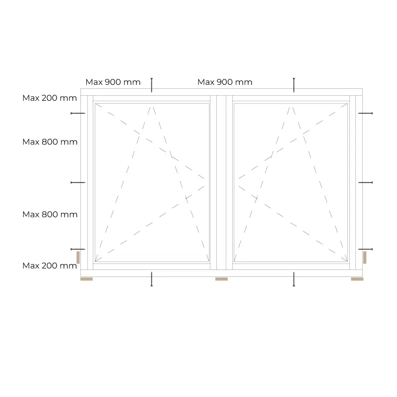 Tegning af drejekip som viser hvor der skal være blivende opklodsning.