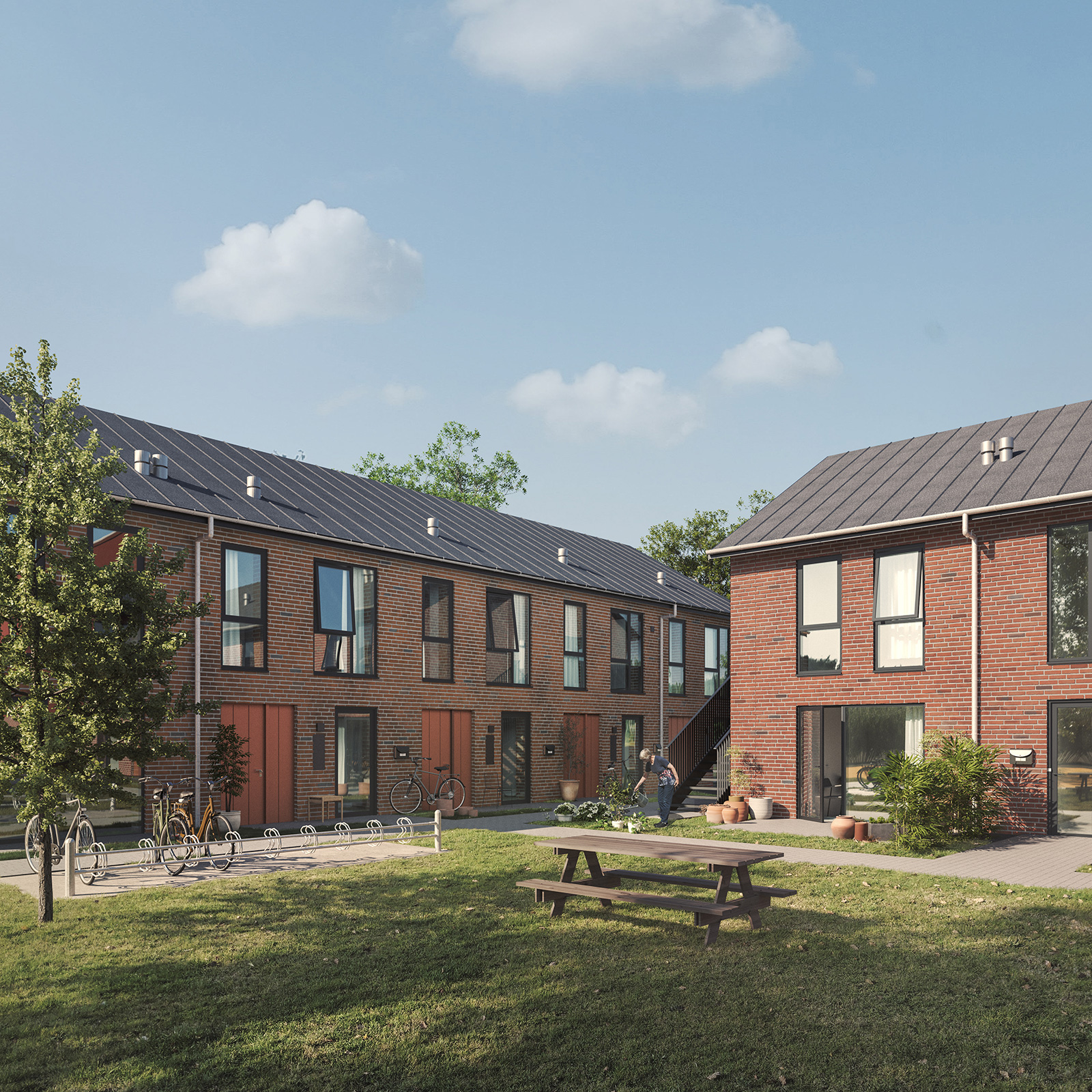 Rendering af Schillers Parken. Bygherre er Boligselskabet Fjordparken og rådgiver er SWECO.